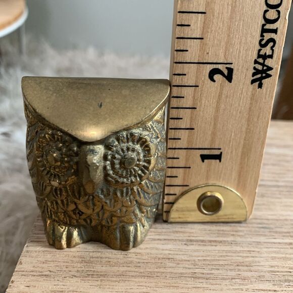 Vintage MCM Style Set Of 3 Brass Owls Figures Made In Korea - Picture 12 of 17